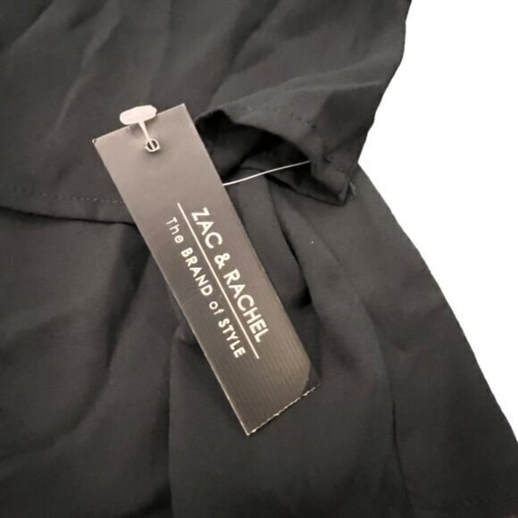 NWT Zac & Rachel Black Long Sleeve Blouse Size Small Lace Up Neckline Sheer Flow - Picture 7 of 15